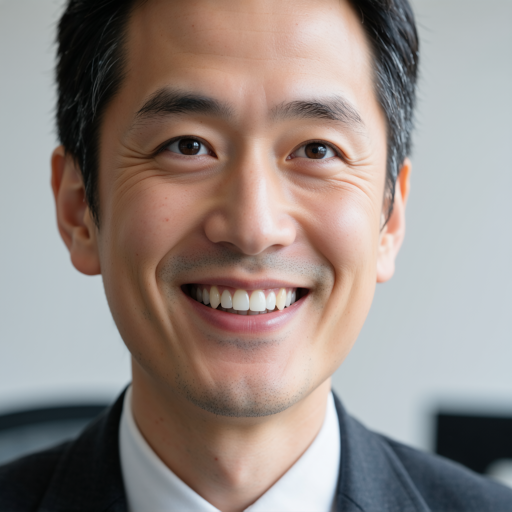 五十岁左右中年男性头像，穿深色西装，白色衬衫，商务背景，体现资深交易专家形象